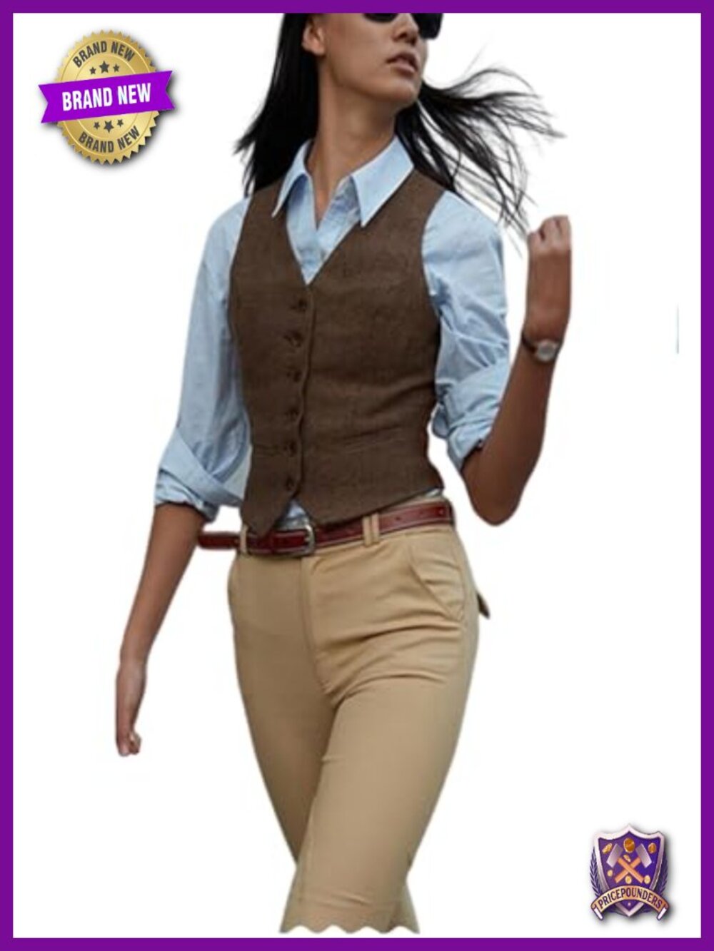 Herringbone Tweed Vest Slim Fit V-Neck Waistcoat Button Down